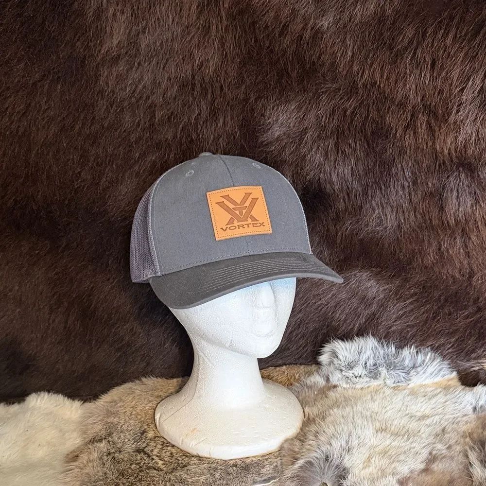 Vortex Gray Trucker Hat with Leather Patch OS (6022A)